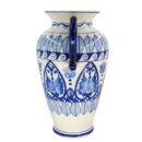 Bình Hoa Hai Quai Bát Tràng Vẽ Tay Hoa Văn Men Lam Cao Cấp - VN-BD125FE10-08