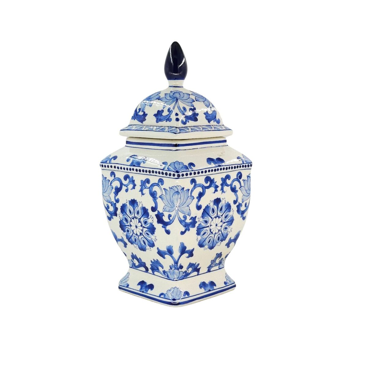 Hủ Vuông Nhỏ Bát Tràng Vẽ Tay Hoa Văn Men Lam Cao Cấp - VN-BD124SE12-133
