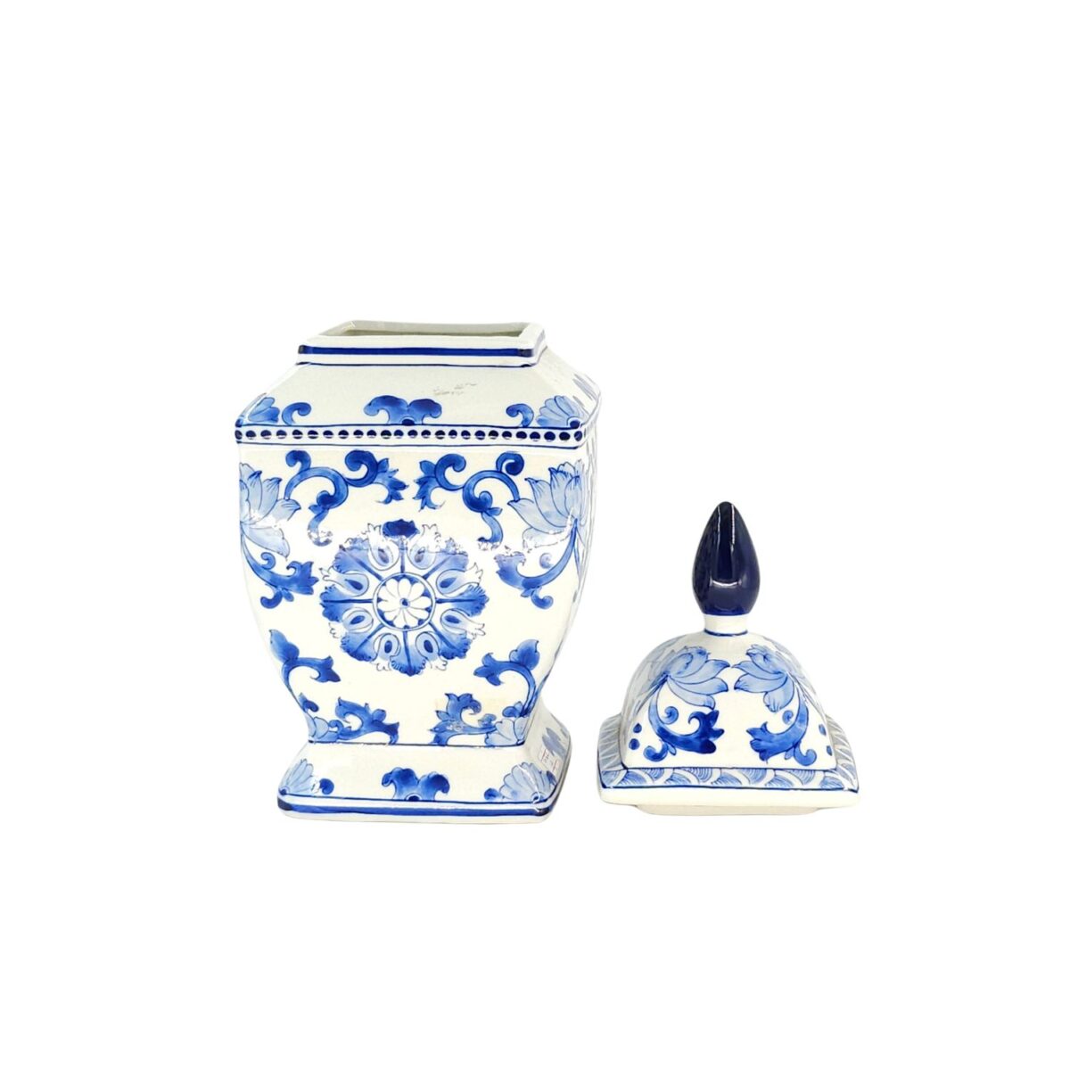 Hủ Vuông Nhỏ Bát Tràng Vẽ Tay Hoa Văn Men Lam Cao Cấp - VN-BD124SE12-133 - Ảnh 4