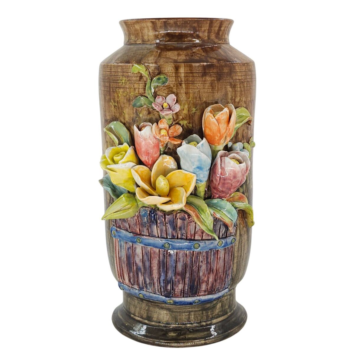 Bình Hoa Bát Tràng Đắp Nổi Hoa Men Bóng Đặc Biệt – TH-BD124SE16-07