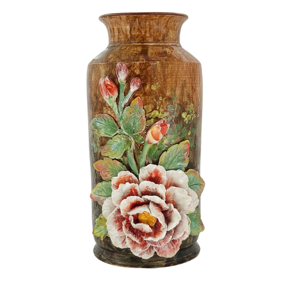 Bình Hoa Bát Tràng Đắp Nổi Hoa Phù Dung Men Bóng Đặc Biệt – TH-BD124SE16-25