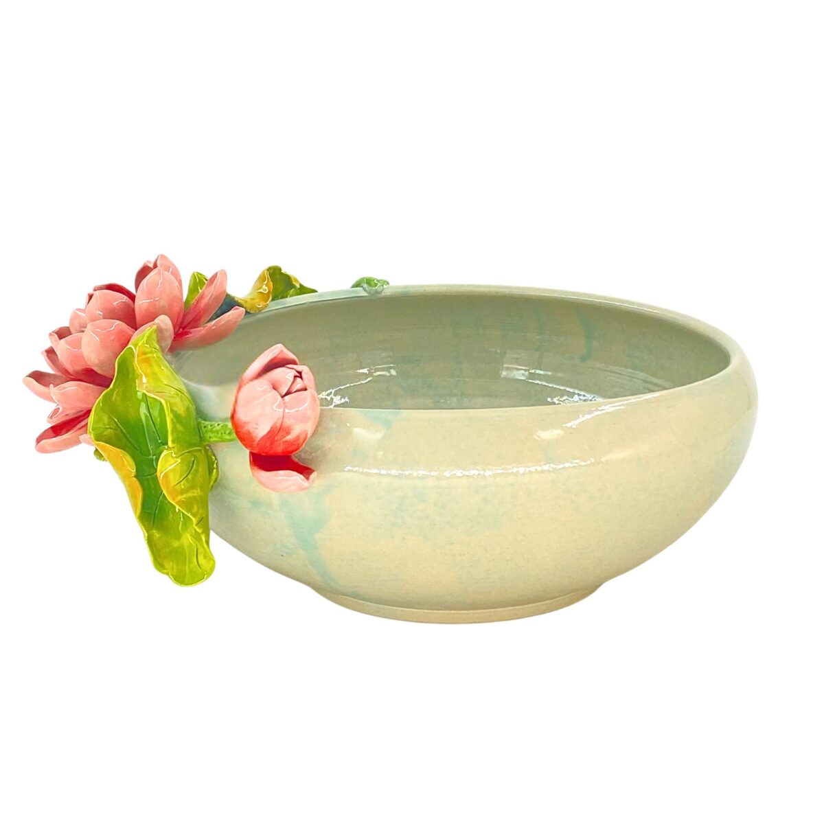 Ang Sen Bé Bát Tràng Đắp Nổi Hoa Sen Hồng Đỏ Men Bóng Đặc Biệt - TV-BD125MR07-134 - Ảnh 4