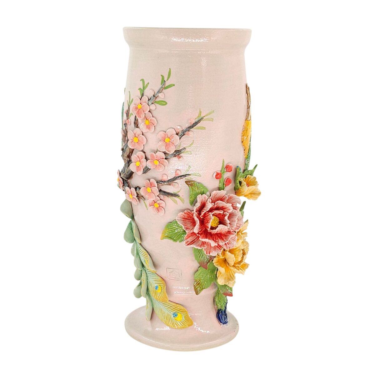 Bình Hoa Bát Tràng Đắp Nổi Công Hoa Men Bóng Đặc Biệt - TV-BD125MR07-01 - Ảnh 5