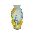 Bình Hoa Bát Tràng Đắp Nổi Công Hoa Men Bóng Đặc Biệt - TV-BD125MR07-88