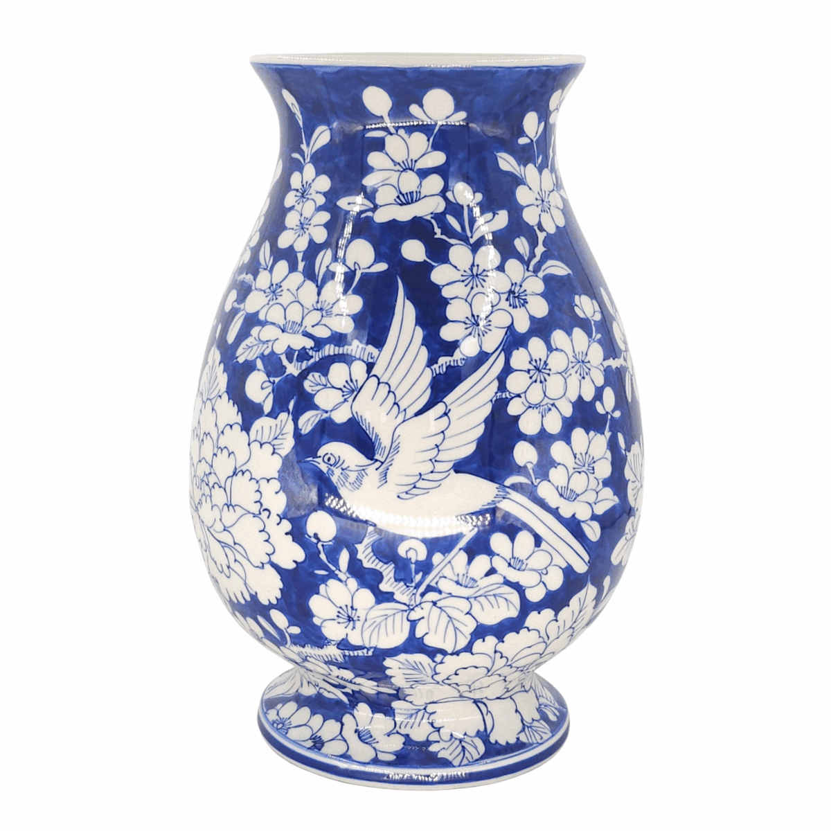 Bình Hoa Bát Tràng Vẽ Tay Hoa Mẫu Đơn Men Lam Cao Cấp - VN-BD125MY22-33