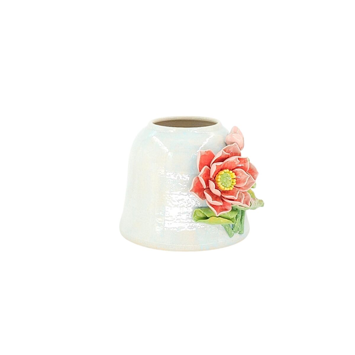 Bình Hoa Dáng Chuông Nhỏ Bát Tràng Đắp Nổi Hoa Sen Men Bóng Đặc Biệt – TV-BD125MR07-24 - Ảnh 5
