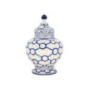 Hủ Bát Tràng Vẽ Tay Họa Tiết Hình Tròn Men Lam Cao Cấp - VN-BD125FE27-77