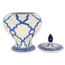 Hủ Bát Tràng Vẽ Tay Họa Tiết KARO Men Lam Cao Cấp - VN-BD125FE27-26