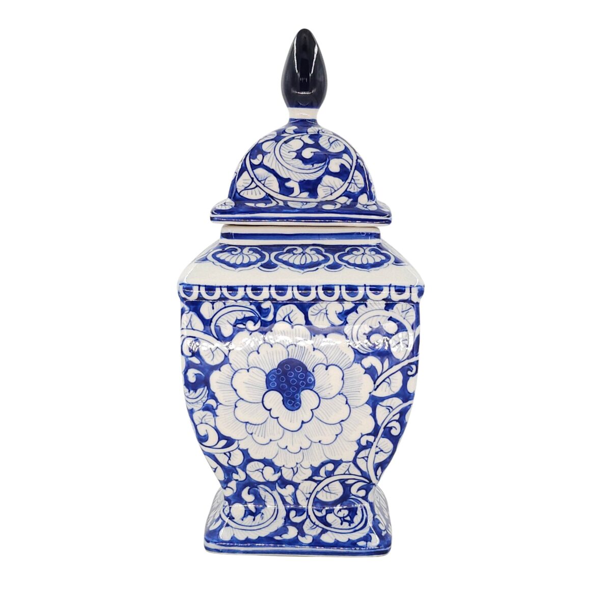 Hủ Bát Tràng Vẽ Tay Hoa Văn Men Lam Cao Cấp - VN-BD125MY22-93