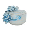 Hủ Mứt Bát Tràng Đắp Nổi Hoa Sen Xanh Dương Men Bóng Độc Đáo – TV-BD125MR07-164