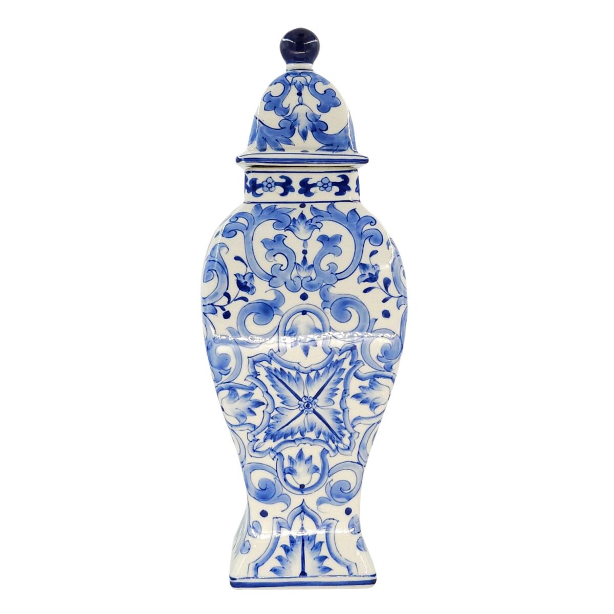 Hủ Trung Cao Bát Tràng Vẽ Tay Họa Tiết DIOR Men Lam Cao Cấp - VN-BD125FE27-58