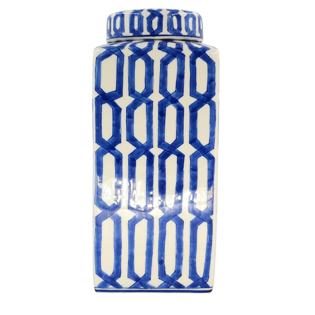 Hủ Vuông Cao Bát Tràng Vẽ Tay Họa Tiết Ô Men Lam Cao Cấp - VN-BD125FE27-87