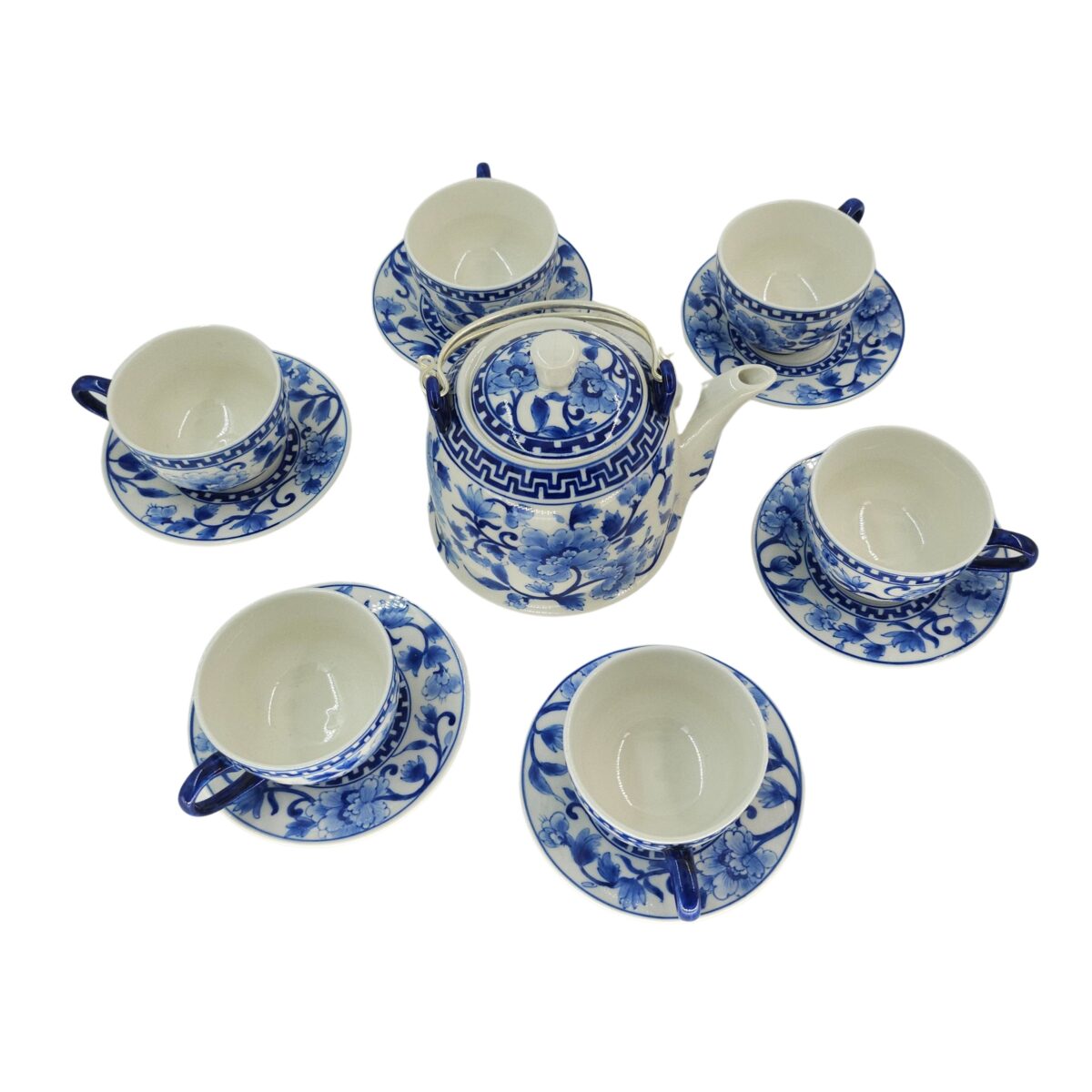 Bộ Ấm Trà Bát Tràng Vẽ Họa Tiết Hoa Văn Độc Đáo Men Lam Cao Cấp - VN-BD125FE21-319 - Ảnh 7