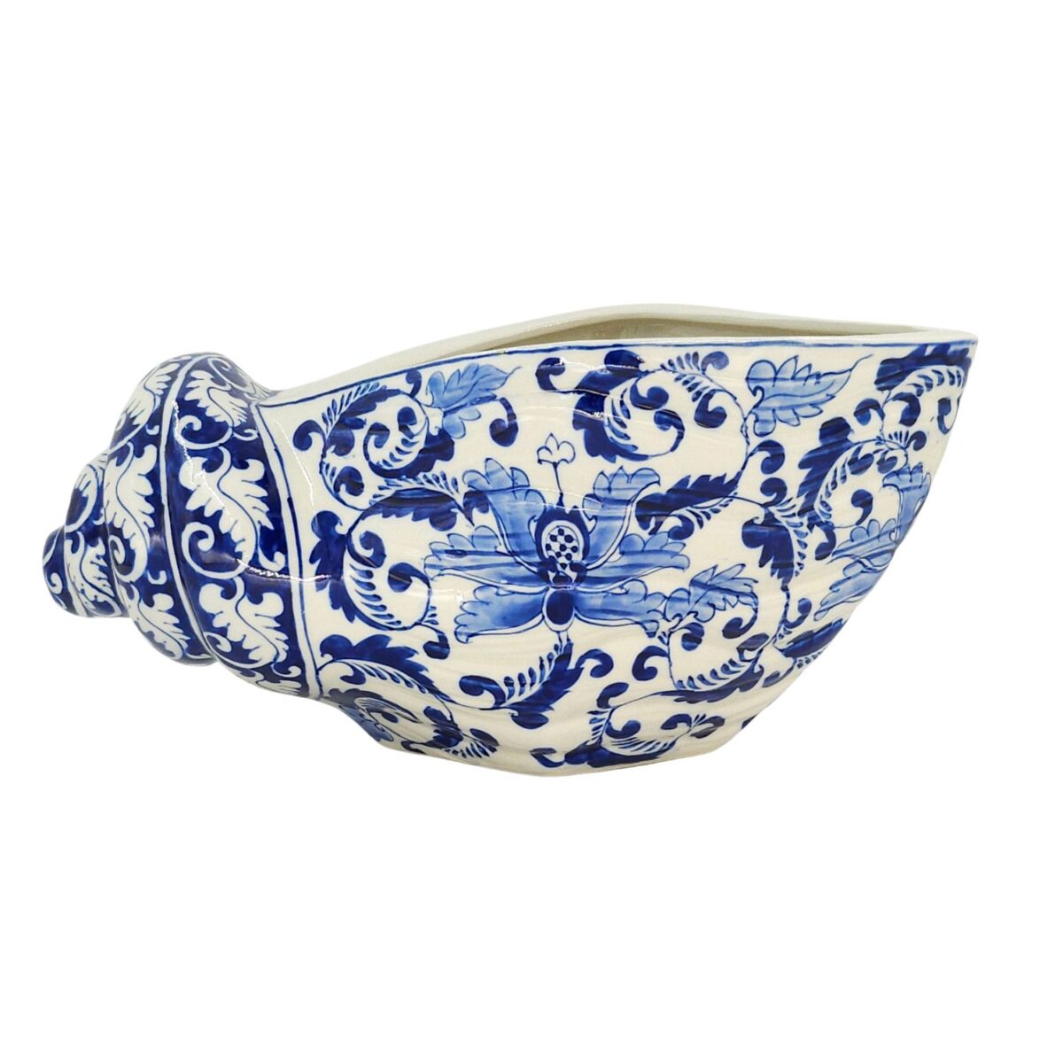 Vỏ Sò Bát Tràng Vẽ Tay Họa Tiết Hoa Dây Men Lam Cao Cấp - VN-BD125FE27-32